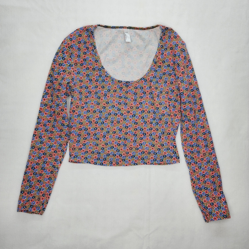 American Apparel Longsleeve Crop Top Women's Large Multicolor